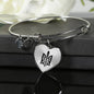Stylized Tryzub (Black) - Heart Pendant Bangle Bracelet