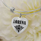 Lorena v01 - Heart Pendant Bangle Bracelet