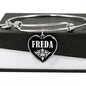 Freda v02 - Heart Pendant Bangle Bracelet