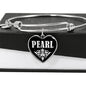 Pearl v01s - Heart Pendant Bangle Bracelet