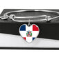 Dominican Flag - Heart Pendant Bangle Bracelet