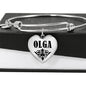 Olga v01 - Heart Pendant Bangle Bracelet