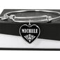 Michele v01s - Heart Pendant Bangle Bracelet