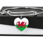Welsh Flag - Heart Pendant Bangle Bracelet