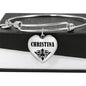 Christina v01 - Heart Pendant Bangle Bracelet