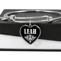 Leah v01s - Heart Pendant Bangle Bracelet