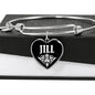 Jill v01s - Heart Pendant Bangle Bracelet