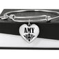 Amy v01 - Heart Pendant Bangle Bracelet