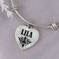 Lila v01 - Heart Pendant Bangle Bracelet