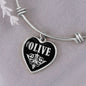 Olive v02 - Heart Pendant Bangle Bracelet