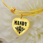 Mandy v01 - 18k Gold Finished Heart Pendant Bangle Bracelet