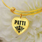 Patti v01 - 18k Gold Finished Heart Pendant Bangle Bracelet