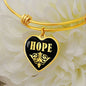 Hope v02 - 18k Gold Finished Heart Pendant Bangle Bracelet