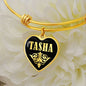 Tasha v02 - 18k Gold Finished Heart Pendant Bangle Bracelet