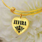 Elvira v01 - 18k Gold Finished Heart Pendant Bangle Bracelet