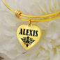 Alexis v01 - 18k Gold Finished Heart Pendant Bangle Bracelet