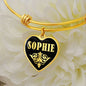 Sophie v02 - 18k Gold Finished Heart Pendant Bangle Bracelet