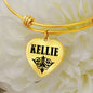 Kellie v01 - 18k Gold Finished Heart Pendant Bangle Bracelet