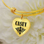 Casey v01 - 18k Gold Finished Heart Pendant Bangle Bracelet