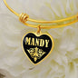Mandy v02 - 18k Gold Finished Heart Pendant Bangle Bracelet