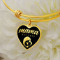 Mama, Est. 2022 v2 - 18k Gold Finished Heart Pendant Bangle Bracelet
