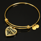 Alyssa v01 - 18k Gold Finished Heart Pendant Bangle Bracelet