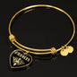 Frances v02 - 18k Gold Finished Heart Pendant Bangle Bracelet