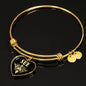 Sue v02 - 18k Gold Finished Heart Pendant Bangle Bracelet