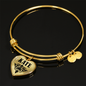 Kate v01 - 18k Gold Finished Heart Pendant Bangle Bracelet