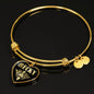 Becky v02 - 18k Gold Finished Heart Pendant Bangle Bracelet