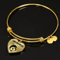 Mama, Est. 1990 - 18k Gold Finished Heart Pendant Bangle Bracelet