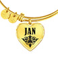 Jan v01 - 18k Gold Finished Heart Pendant Bangle Bracelet