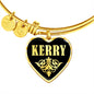Kerry v02 - 18k Gold Finished Heart Pendant Bangle Bracelet