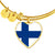 Finnish Flag - 18k Gold Finished Heart Pendant Bangle Bracelet