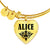 Alice v01 - 18k Gold Finished Heart Pendant Bangle Bracelet