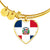 Dominican Flag - 18k Gold Finished Heart Pendant Bangle Bracelet