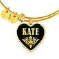 Kate v02 - 18k Gold Finished Heart Pendant Bangle Bracelet
