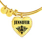 Jennifer v01 - 18k Gold Finished Heart Pendant Bangle Bracelet