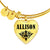 Allison v01 - 18k Gold Finished Heart Pendant Bangle Bracelet