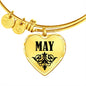 May v01 - 18k Gold Finished Heart Pendant Bangle Bracelet