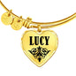 Lucy v01 - 18k Gold Finished Heart Pendant Bangle Bracelet