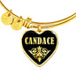 Candace v02 - 18k Gold Finished Heart Pendant Bangle Bracelet