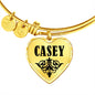 Casey v01 - 18k Gold Finished Heart Pendant Bangle Bracelet