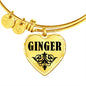 Ginger v01 - 18k Gold Finished Heart Pendant Bangle Bracelet