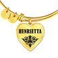 Henrietta v01 - 18k Gold Finished Heart Pendant Bangle Bracelet