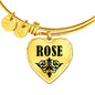 Rose v01 - 18k Gold Finished Heart Pendant Bangle Bracelet