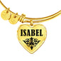 Isabel v01 - 18k Gold Finished Heart Pendant Bangle Bracelet