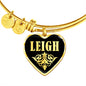 Leigh v02 - 18k Gold Finished Heart Pendant Bangle Bracelet