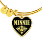 Minnie v02 - 18k Gold Finished Heart Pendant Bangle Bracelet