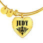 Judy v01 - 18k Gold Finished Heart Pendant Bangle Bracelet